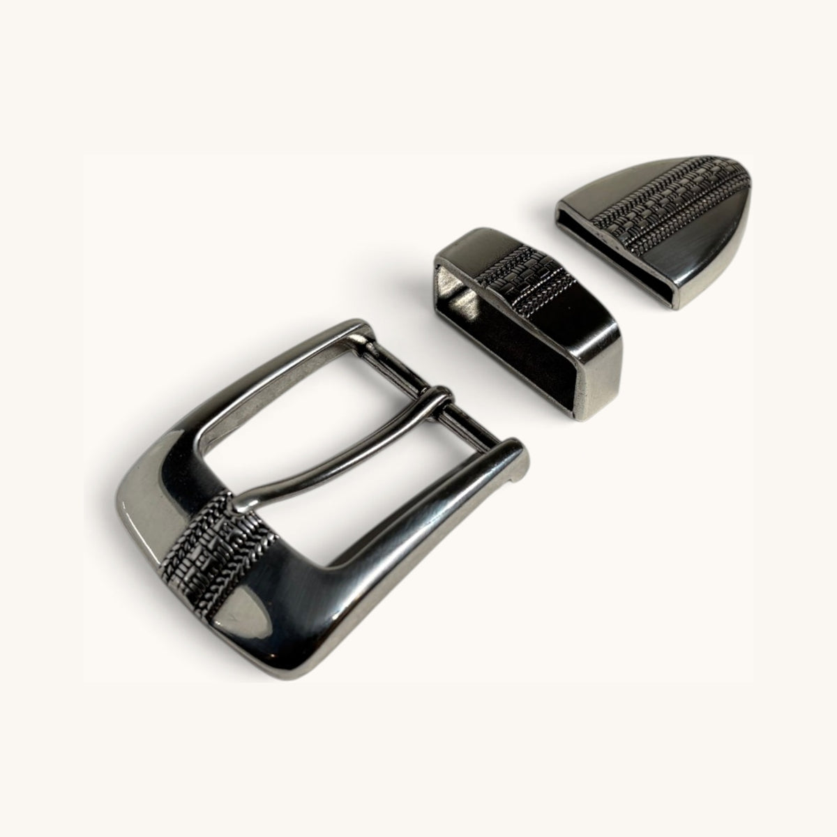 Braided Buckle Set - Silver Braided Buckle Set