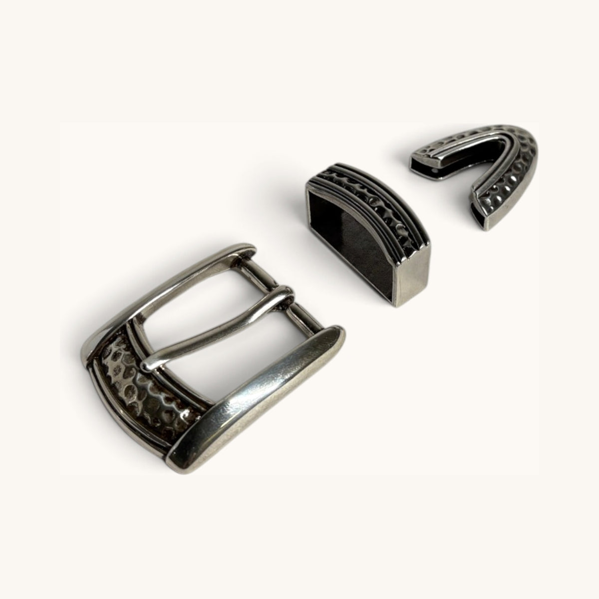 Hammered Buckle Set - Silver Hammered Buckle Set