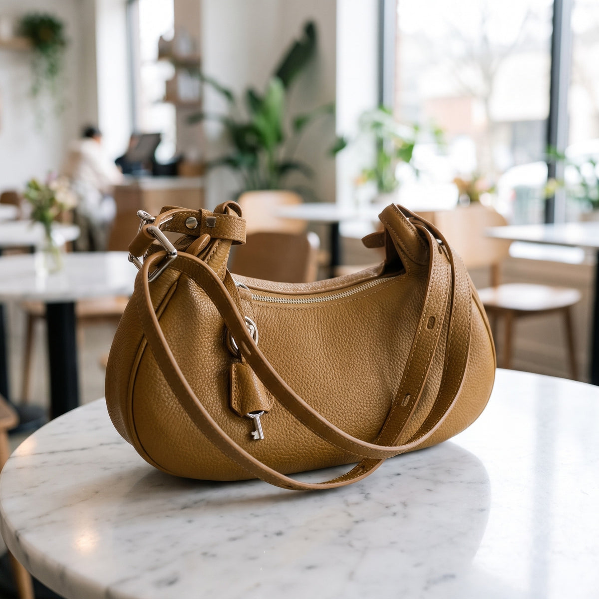 Key Purse in Tan, front view [Tan]