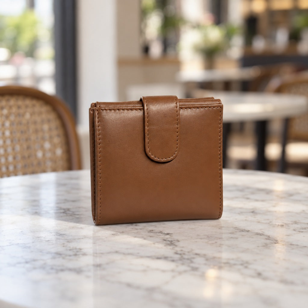 Square Flap Wallet in Tan [Tan]