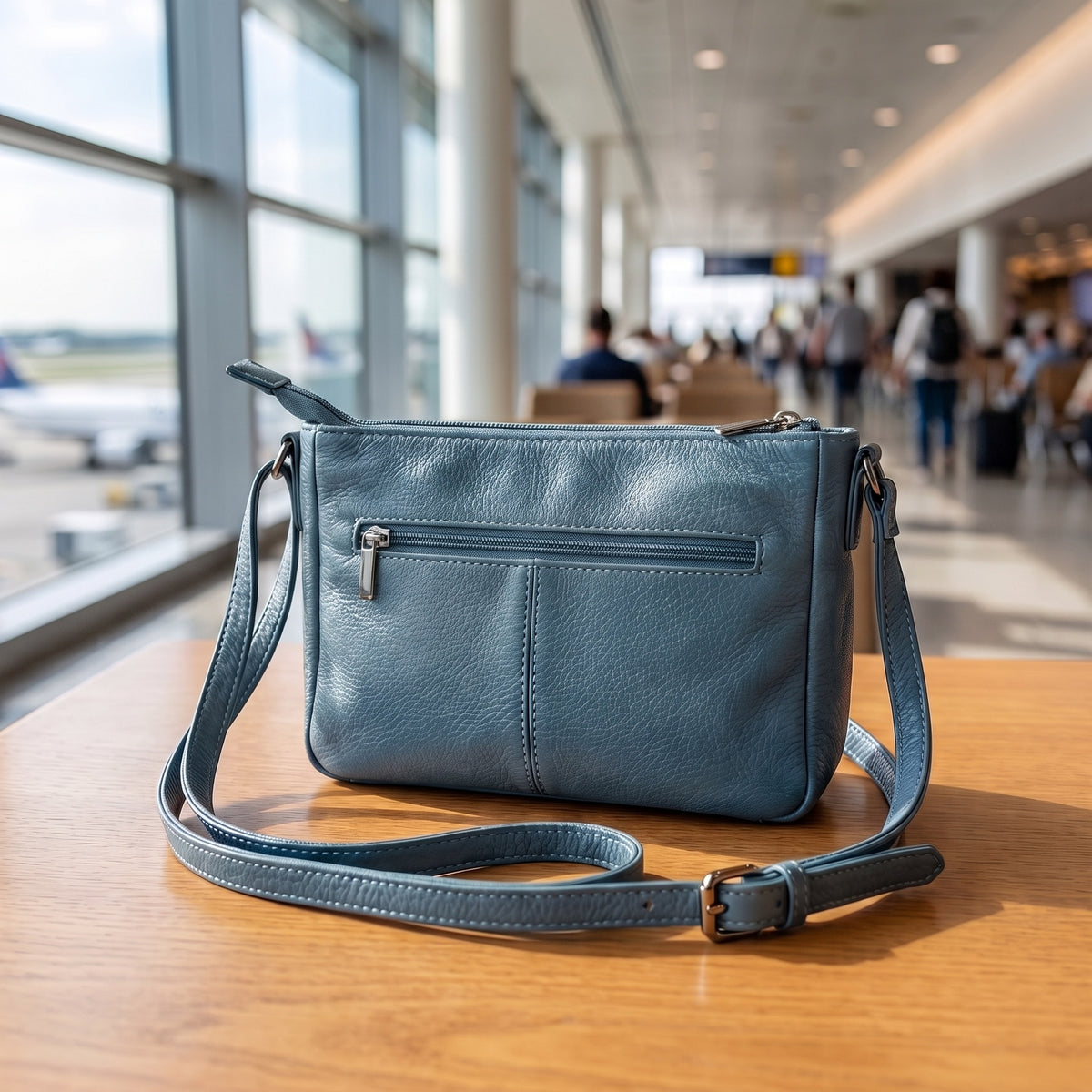 Small Travel Purse in Teal Blue, back view [Teal Blue]