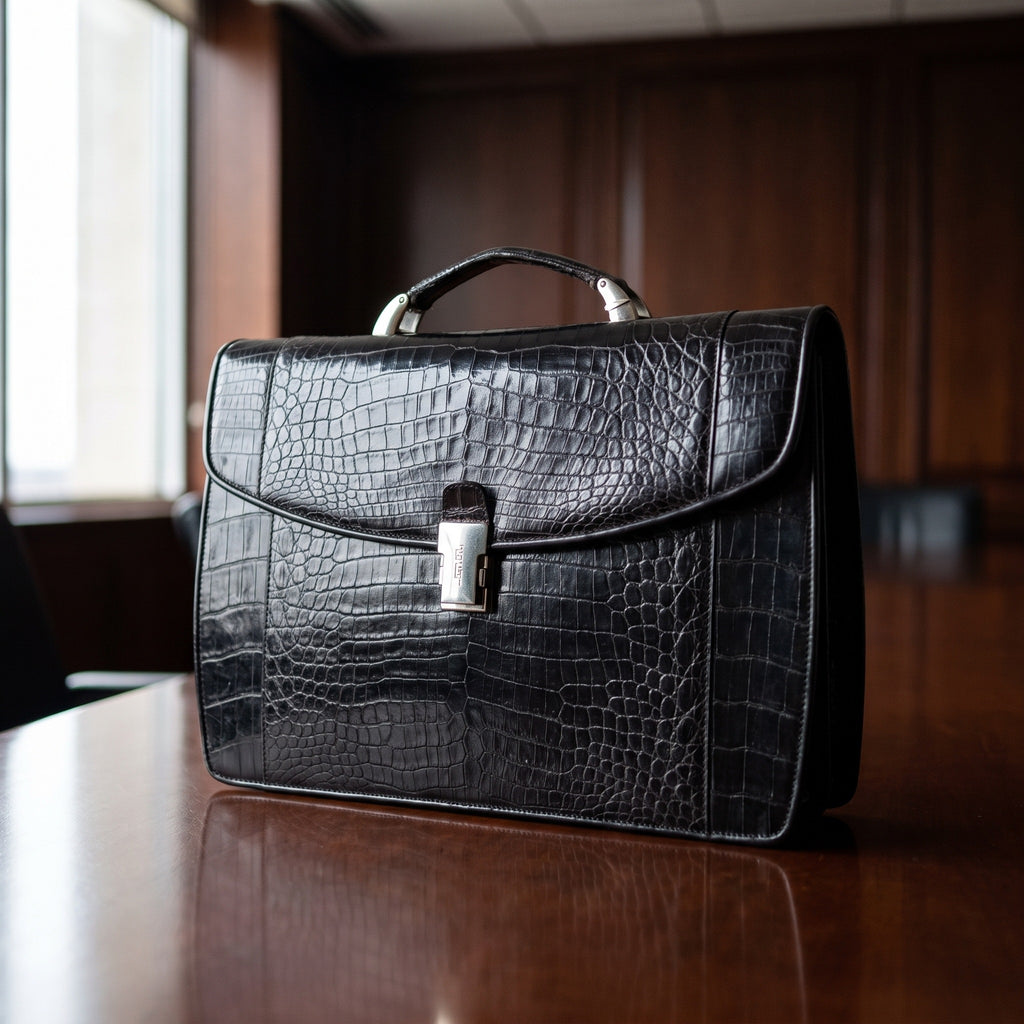 Alligator Briefcase, on a boardroom table