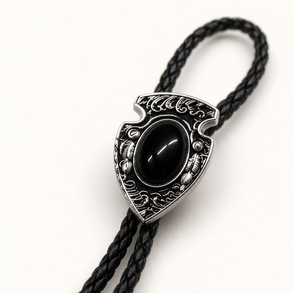 Black Stone Bolo Tie in Shield [Shield]