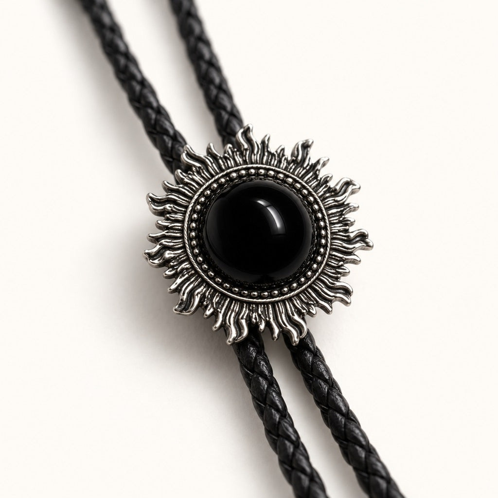Black Stone Bolo Tie in Sunburst [Sunburst]
