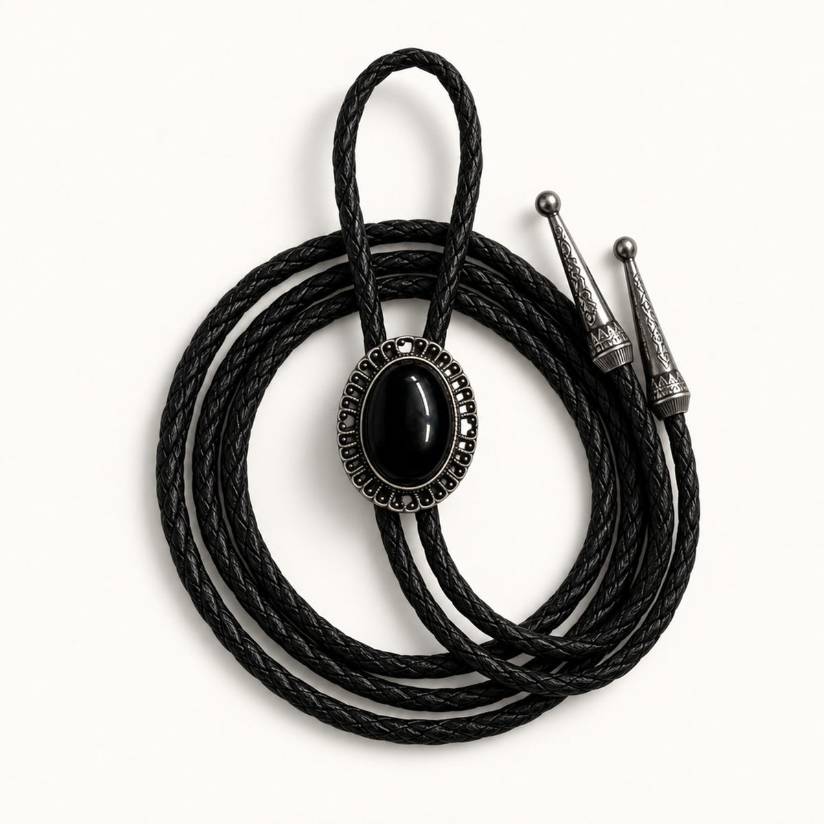 Black Stone Bolo Tie in Oval [Oval]