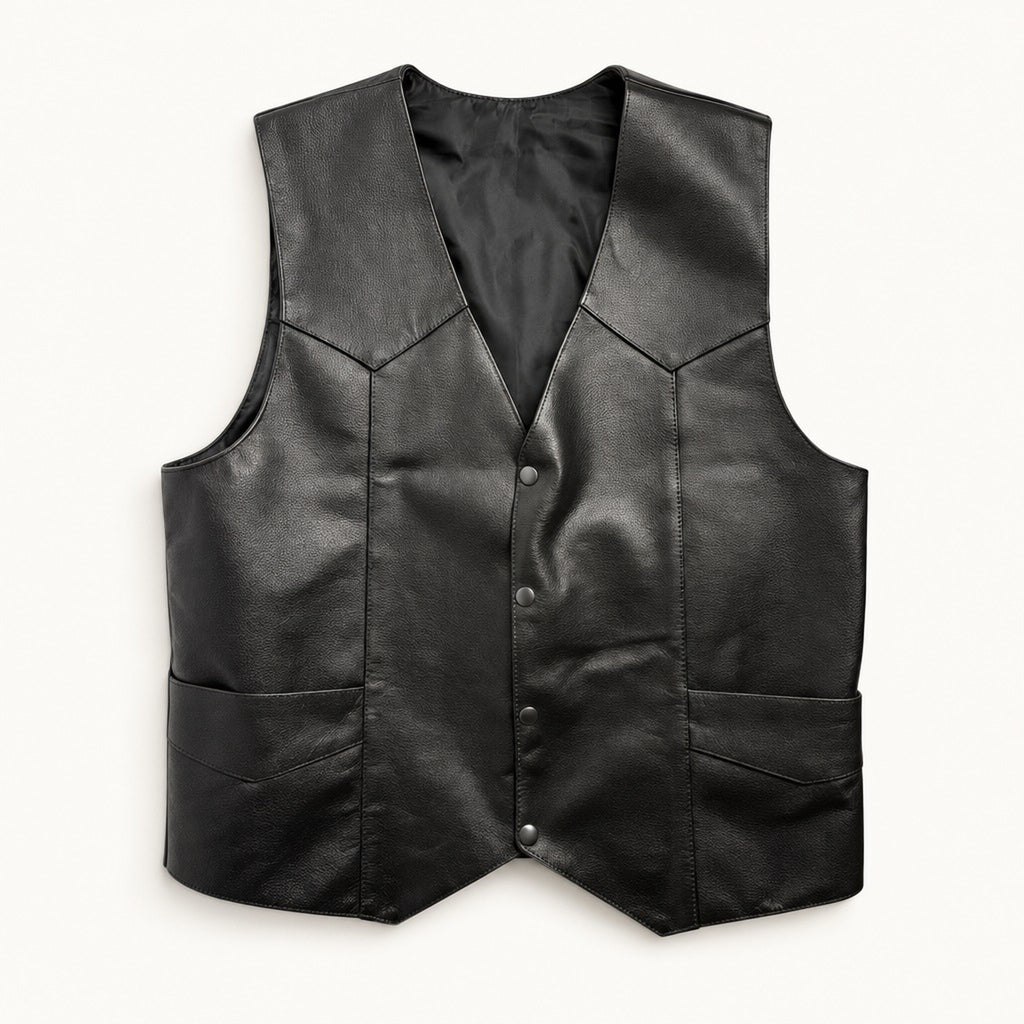 Classic Leather Vest in Black [Black]