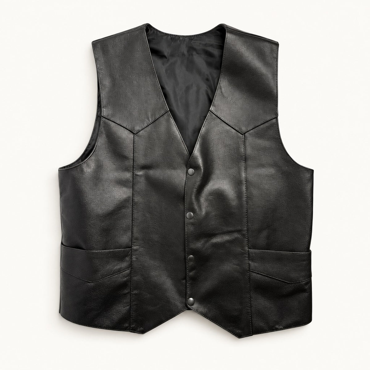 Classic Leather Vest in Black [Black]