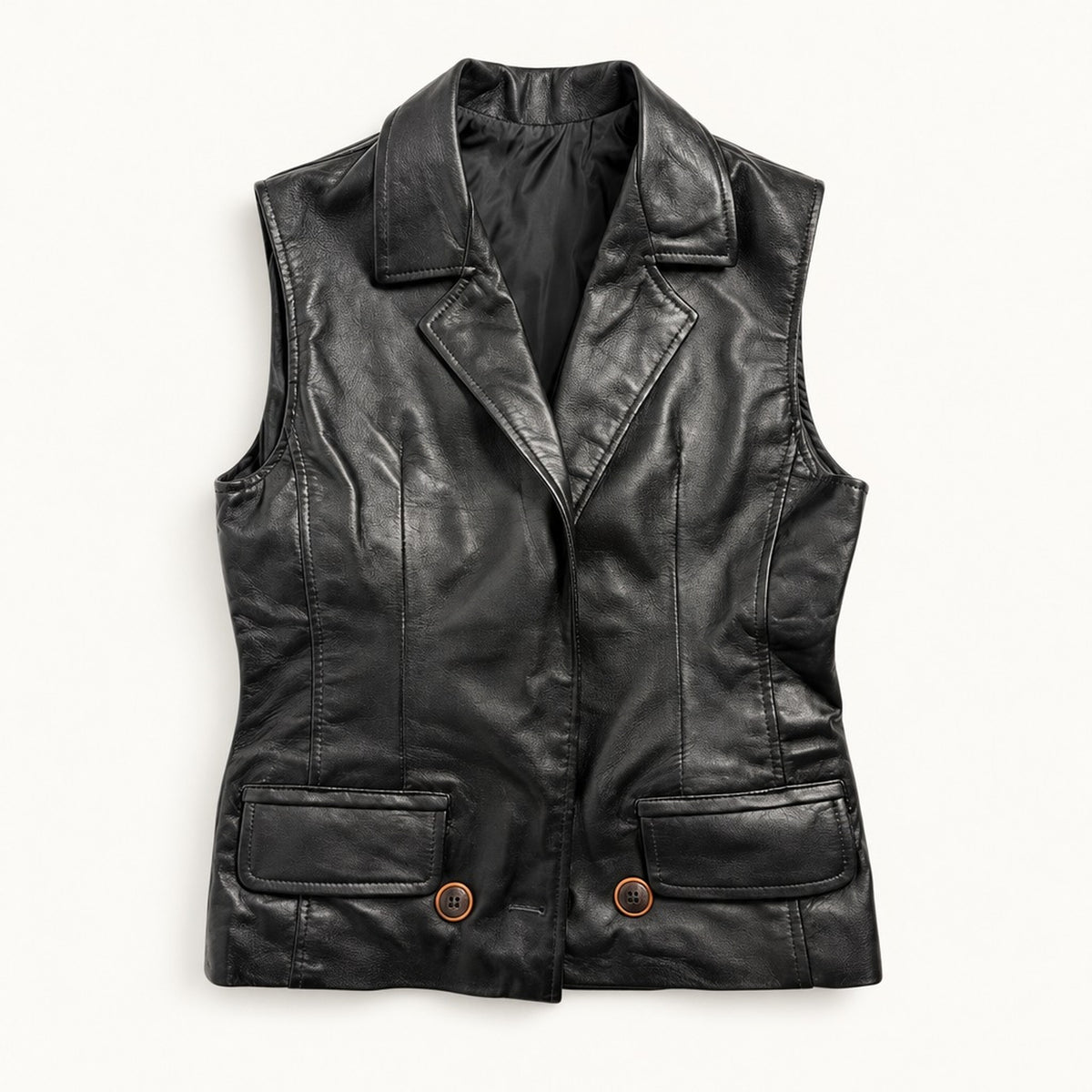 Collared Leather Vest
