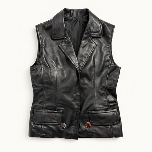 Collared Leather Vest