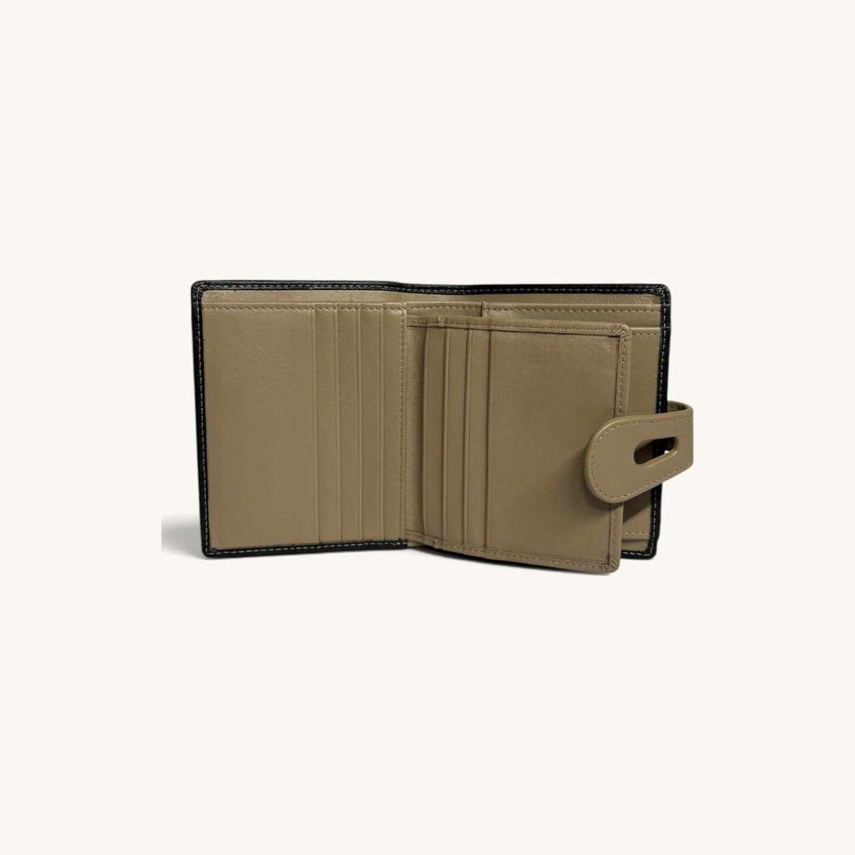 Compact Snap Wallet [Black/Beige]