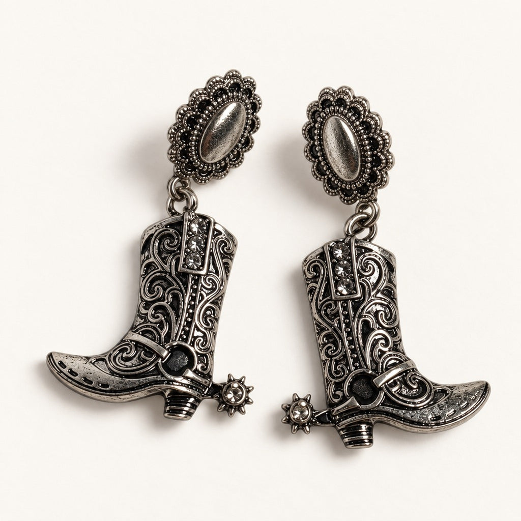 Concho and Boot Earrings in Silver [Silver]