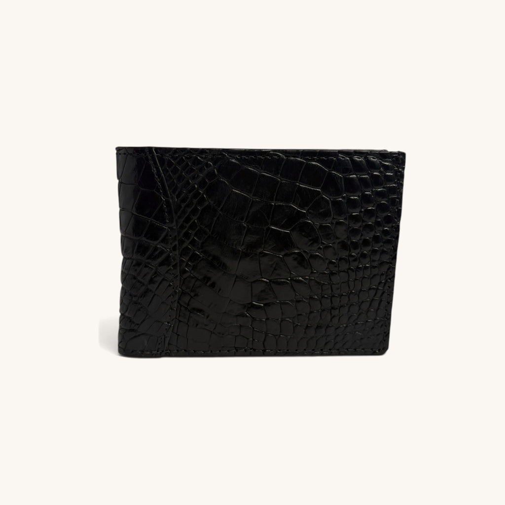 Crocodile Belly Bifold in Black - Executive Leather, Wellington FL [Black]