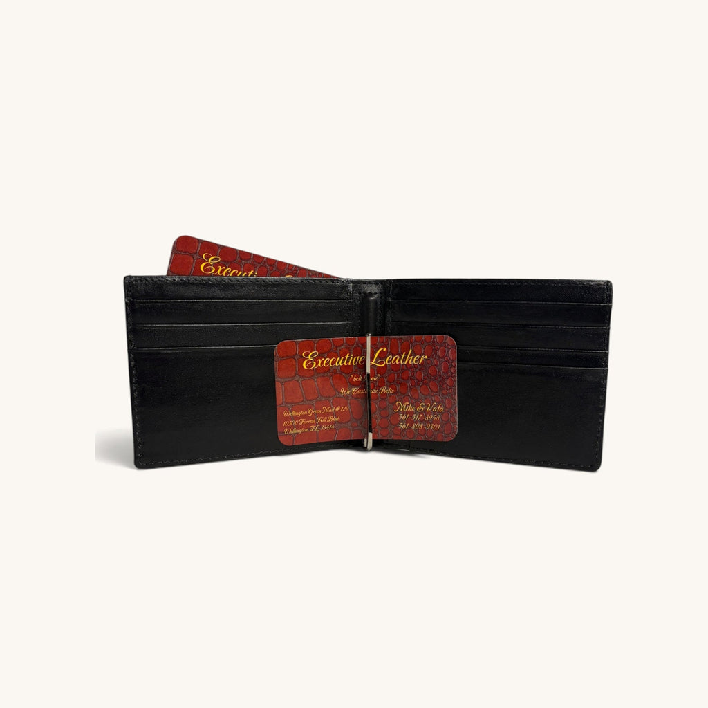 Crocodile Belly Bifold in Black - Executive Leather, Wellington FL [Black]