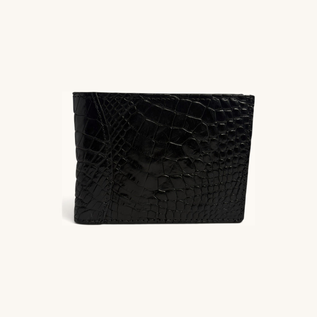Crocodile Belly Bifold in Black - Executive Leather, Wellington FL