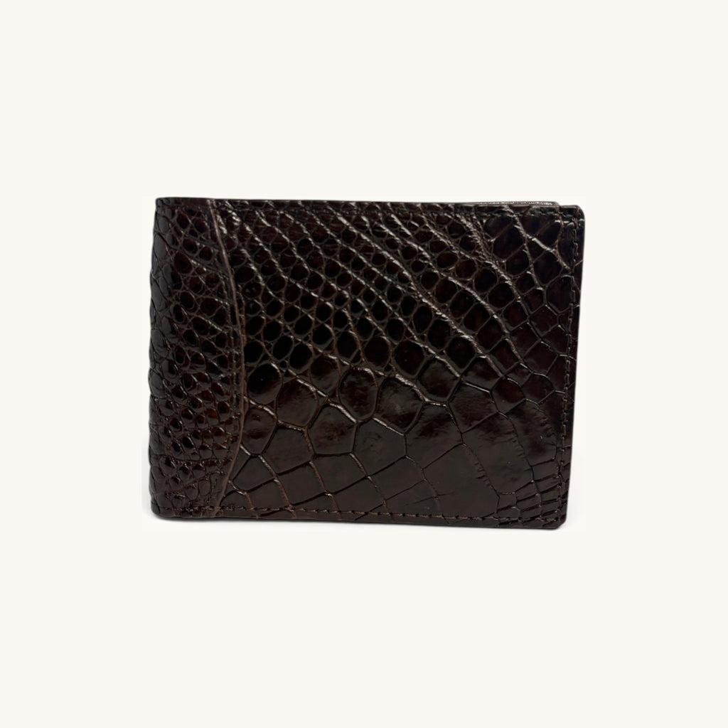 Crocodile Belly Bifold in Brown - Executive Leather, Wellington FL