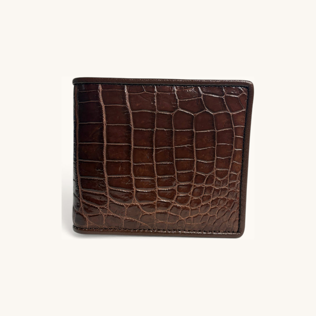 Crocodile Belly Bifold in Chocolate - Executive Leather, Wellington FL