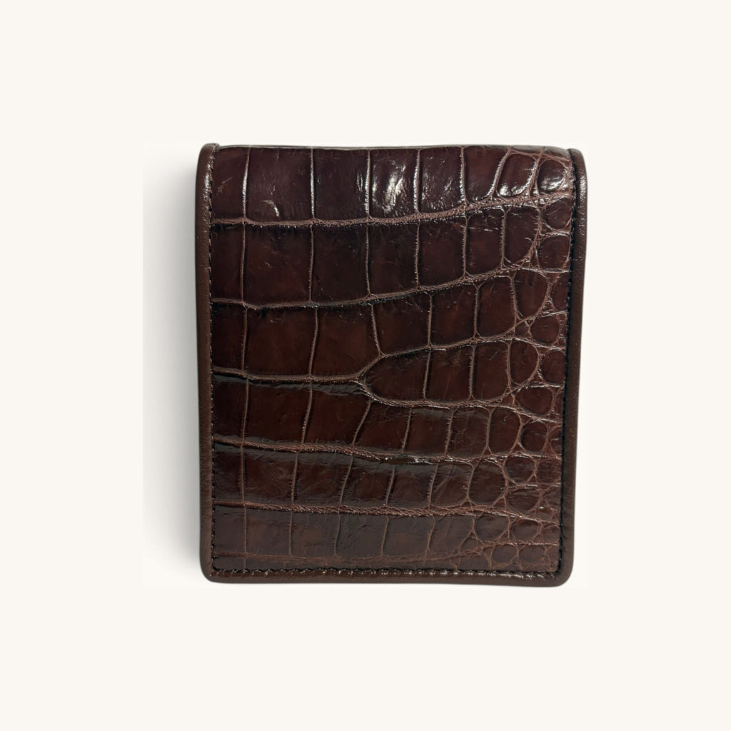 Crocodile Belly Bifold in Chocolate - Executive Leather, Wellington FL