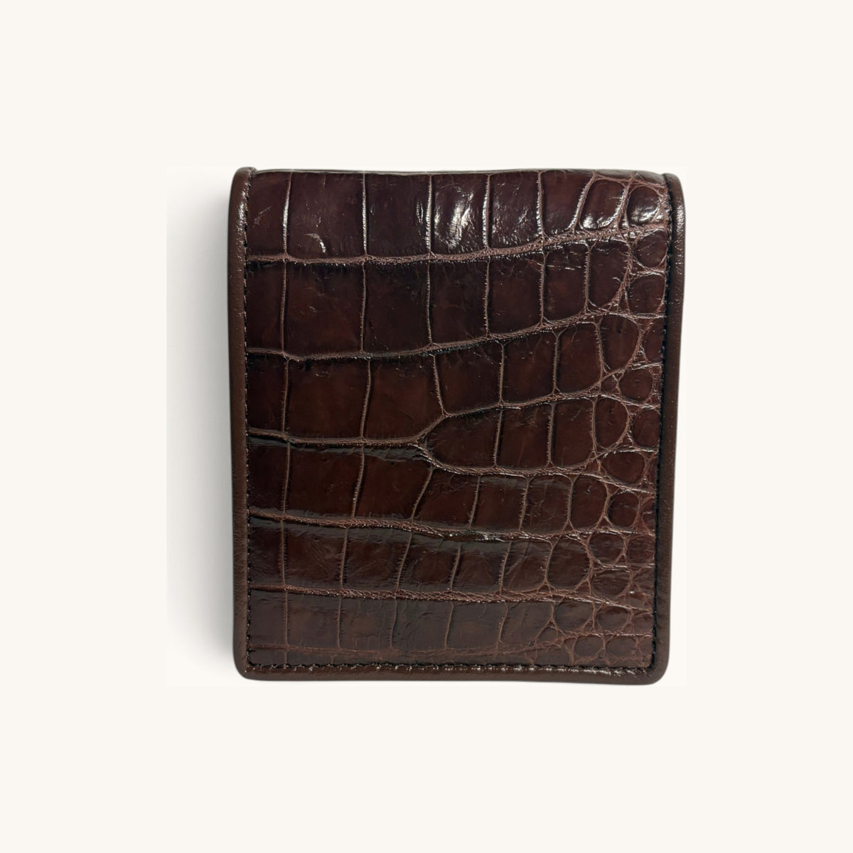Crocodile Belly Bifold in Chocolate - Executive Leather, Wellington FL