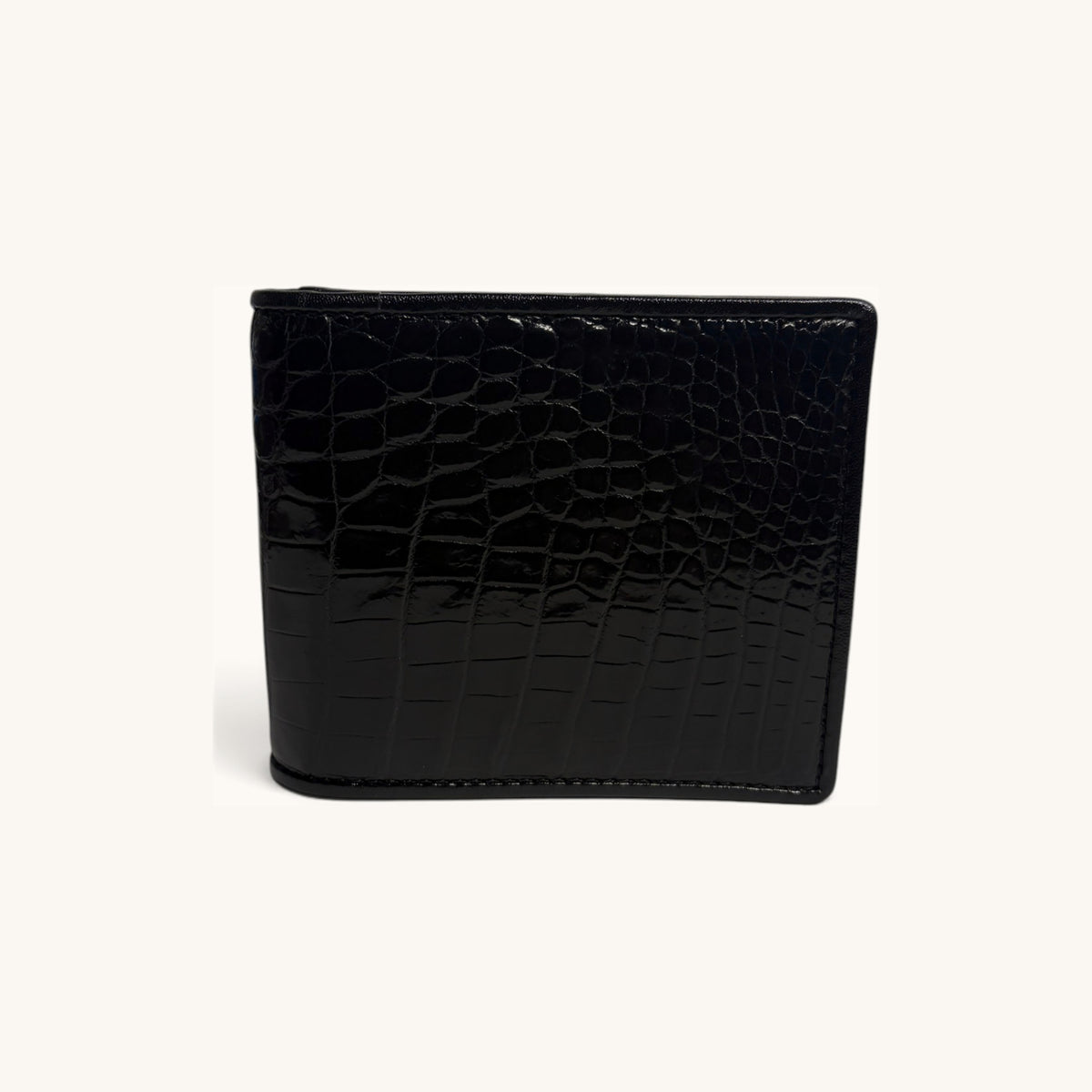 Crocodile Belly Bifold in Jet Black - Executive Leather, Wellington FL