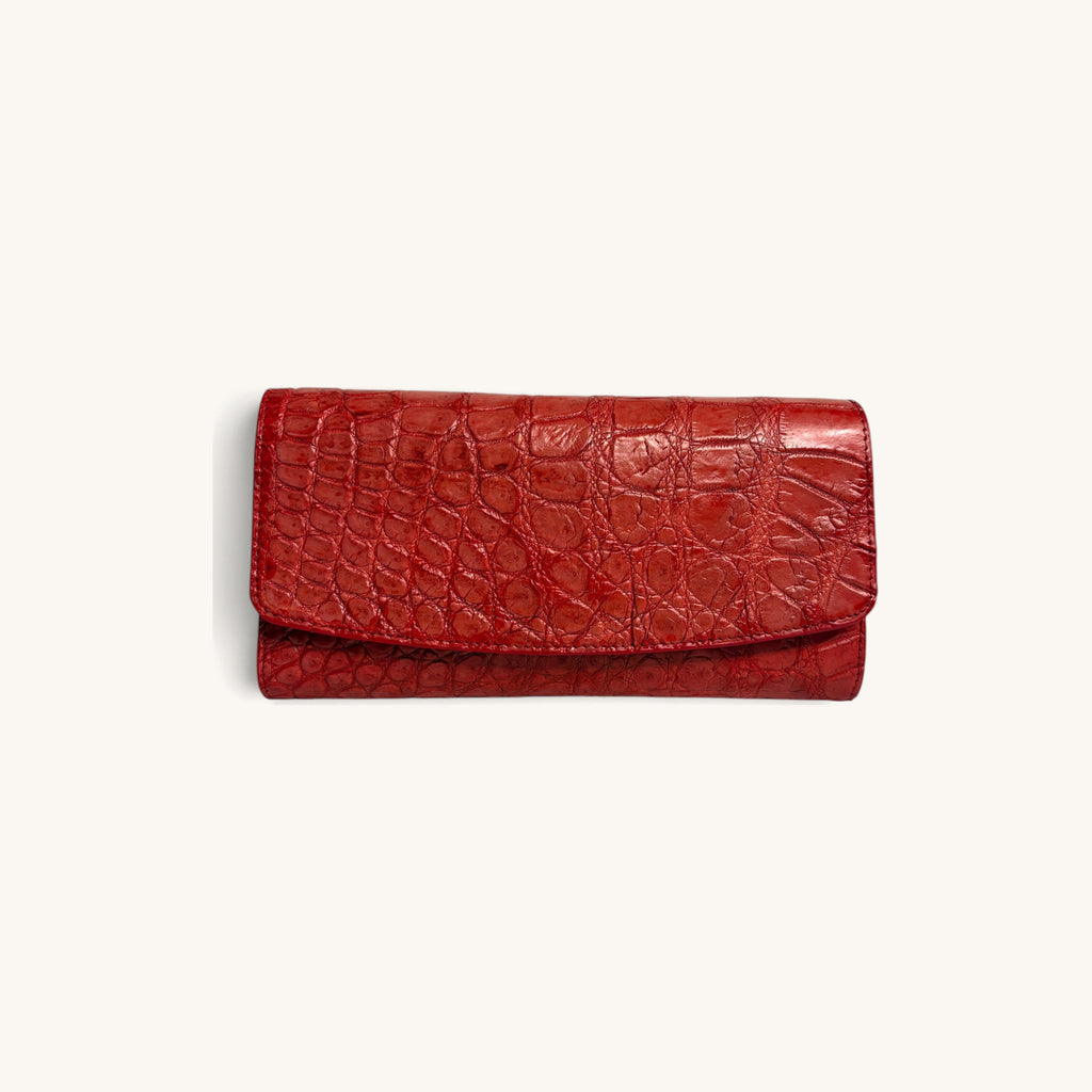 Crocodile Clutch Wallet in Red - Executive Leather, Wellington FL