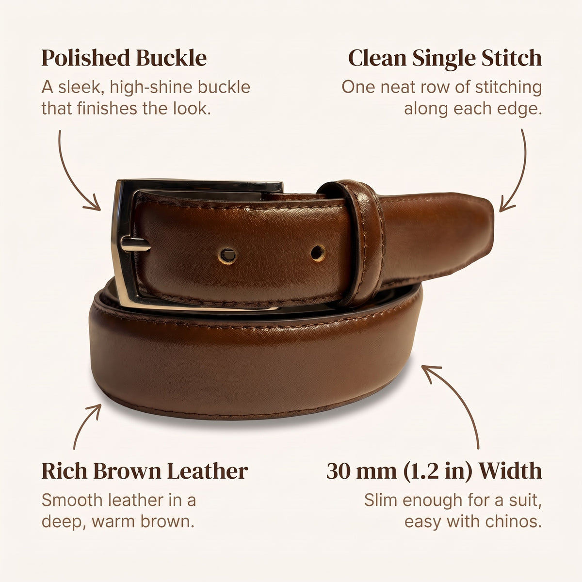 The Executive Dress Belt in Brown, infographic: what you're paying for [Brown]