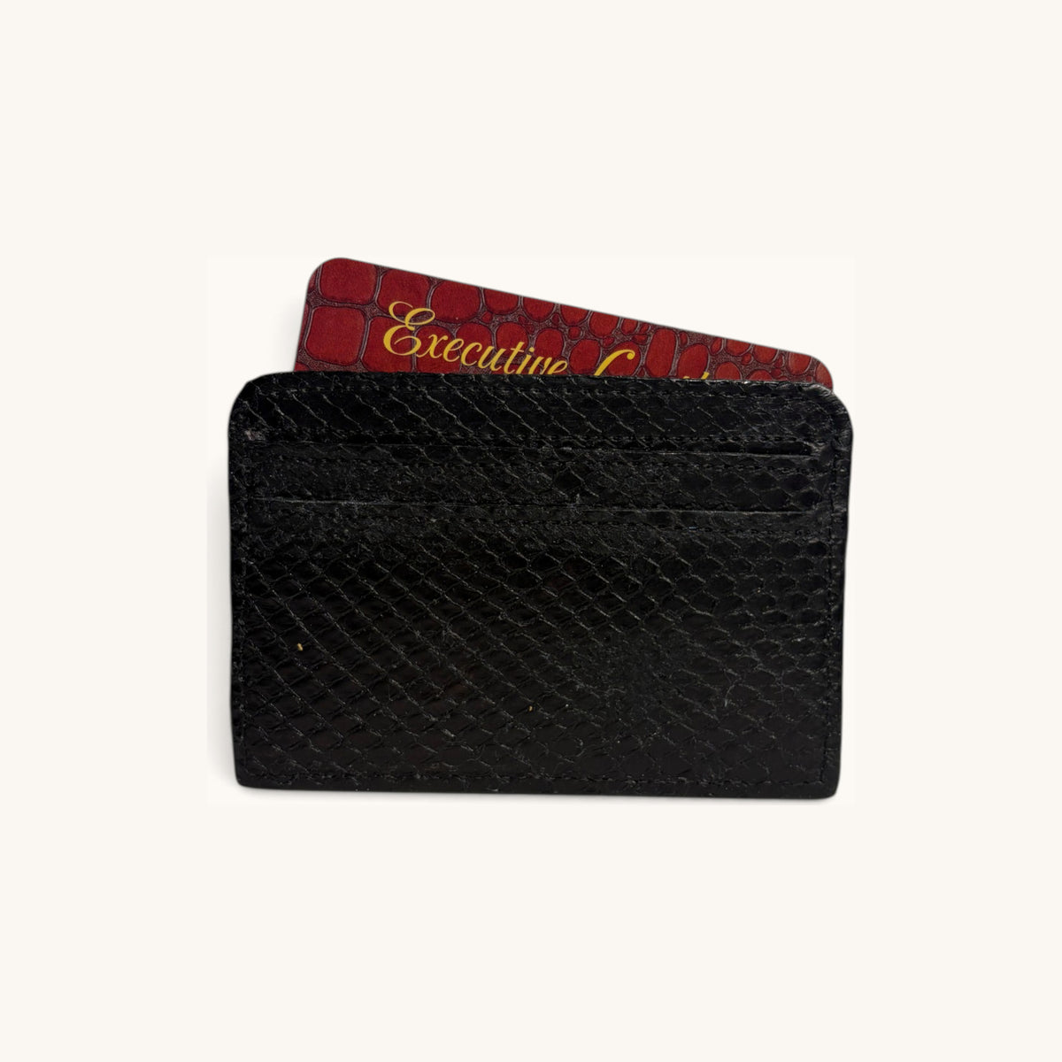 Exotic Card Case in Black Snakeskin - Executive Leather, Wellington FL