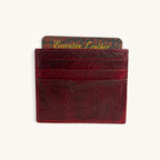 Exotic Card Case in Burgundy Ostrich Leg - Executive Leather, Wellington FL
