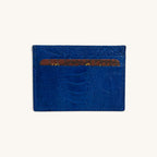 Exotic Card Case in Royal Blue Ostrich Leg - Executive Leather, Wellington FL