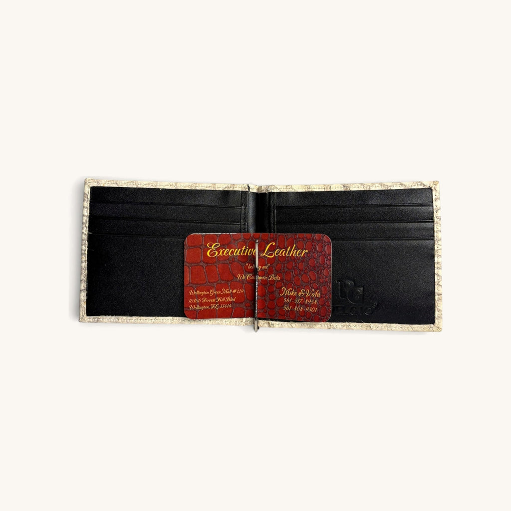 Exotic Money Clip in Cream Crocodile - Executive Leather, Wellington FL [Cream Crocodile]