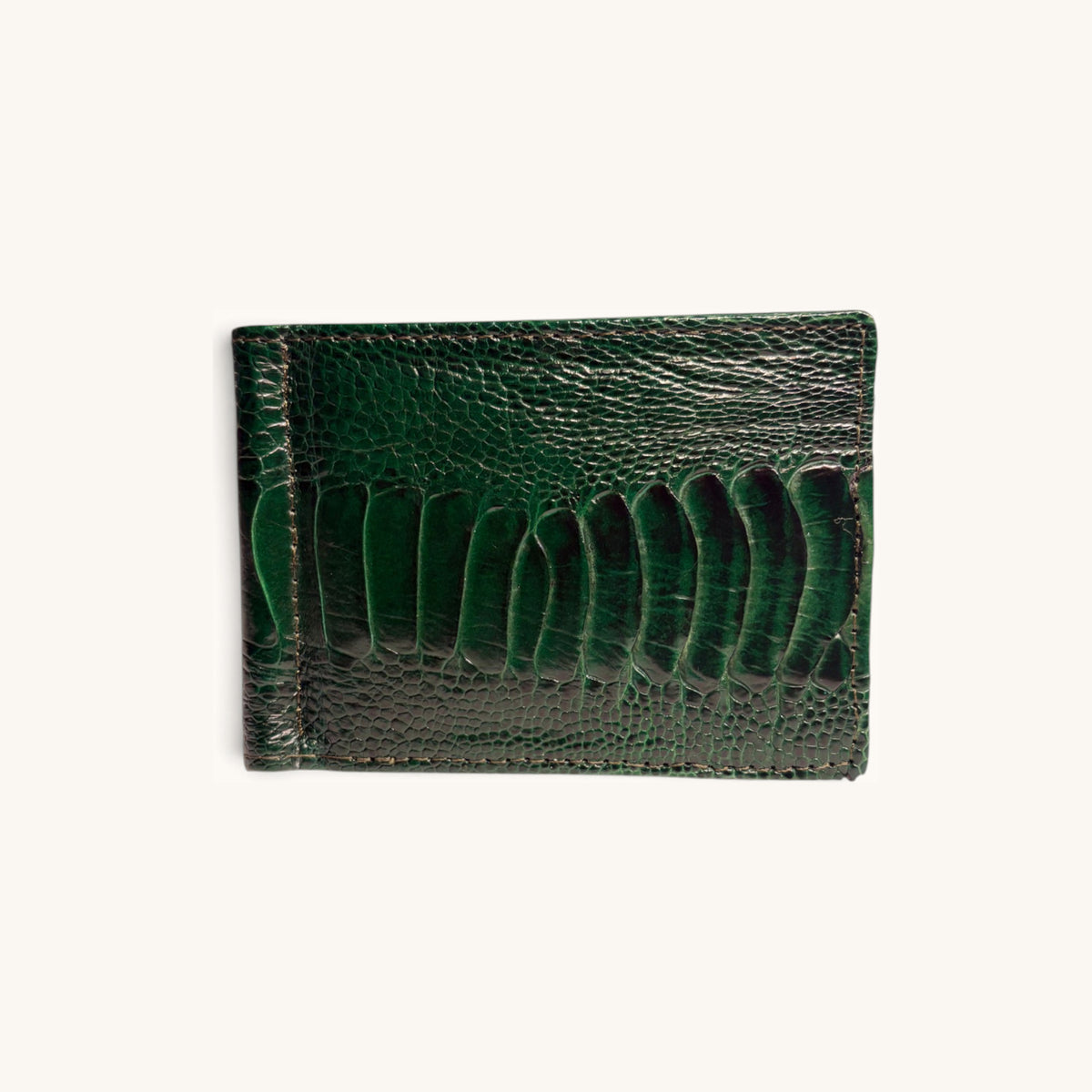 Exotic Money Clip in Green Ostrich Leg - Executive Leather, Wellington FL
