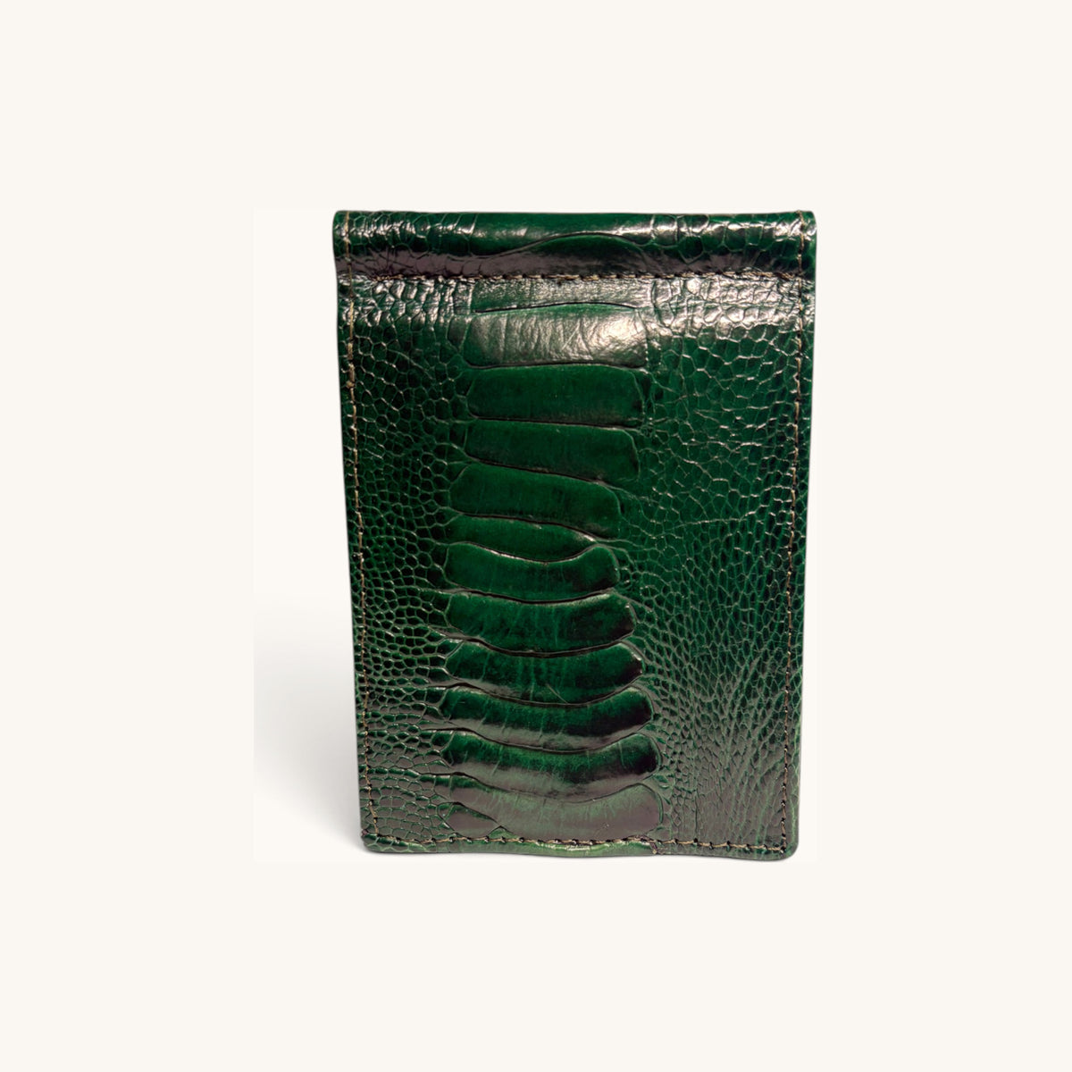 Exotic Money Clip in Green Ostrich Leg - Executive Leather, Wellington FL