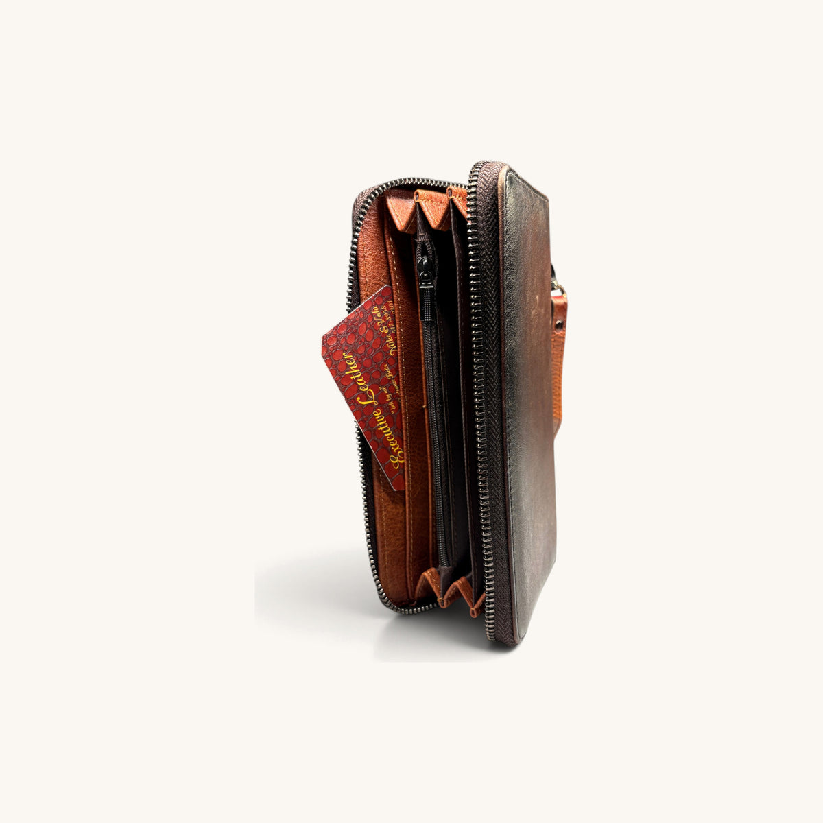 Floral Embossed Wristlet in Brown - inside [Brown]