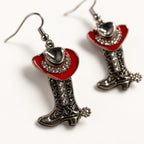 Hat and Boot Earrings in Red [Red]