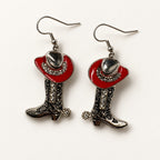 Hat and Boot Earrings in Red [Red]