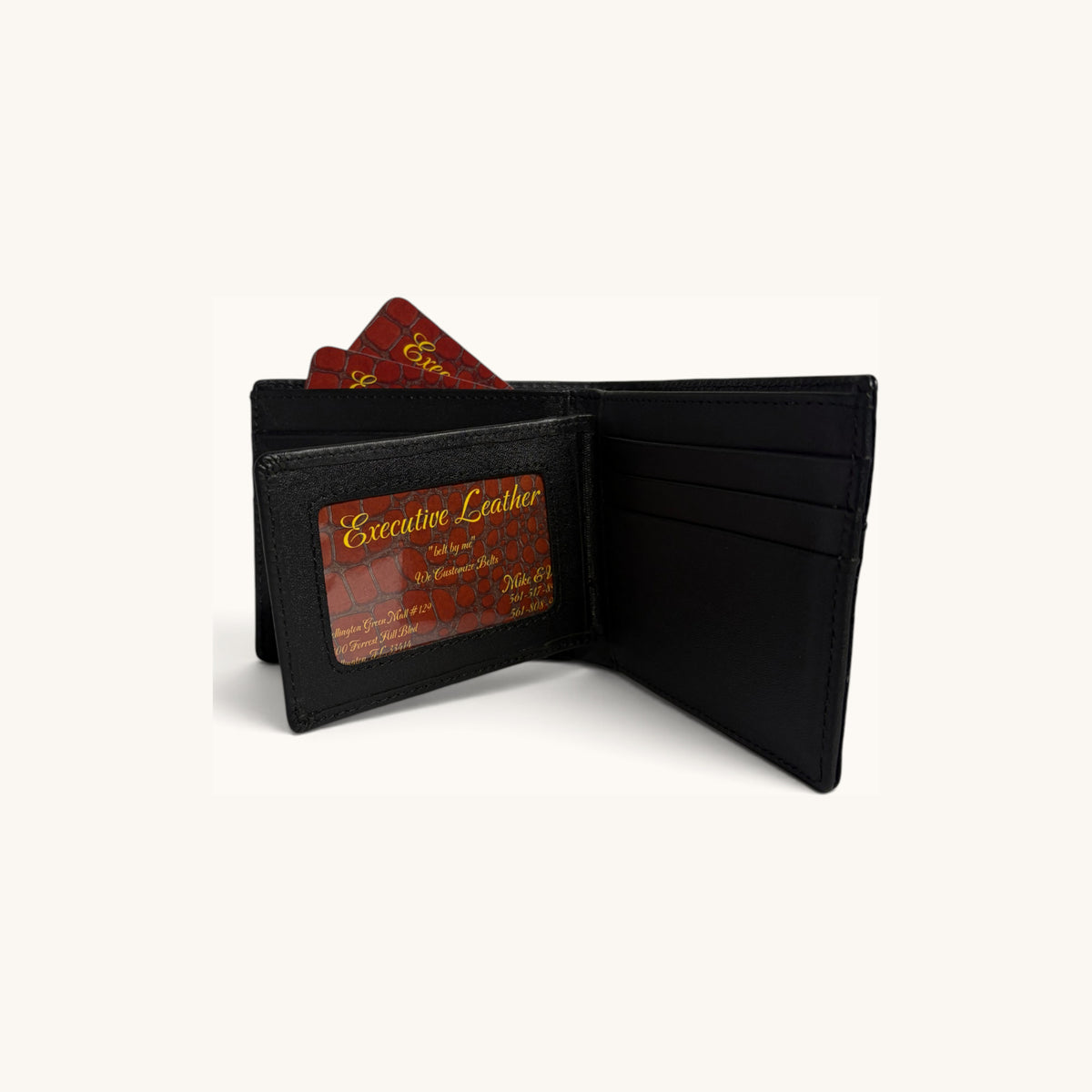 Hornback Crocodile Bifold in Black - Executive Leather, Wellington FL