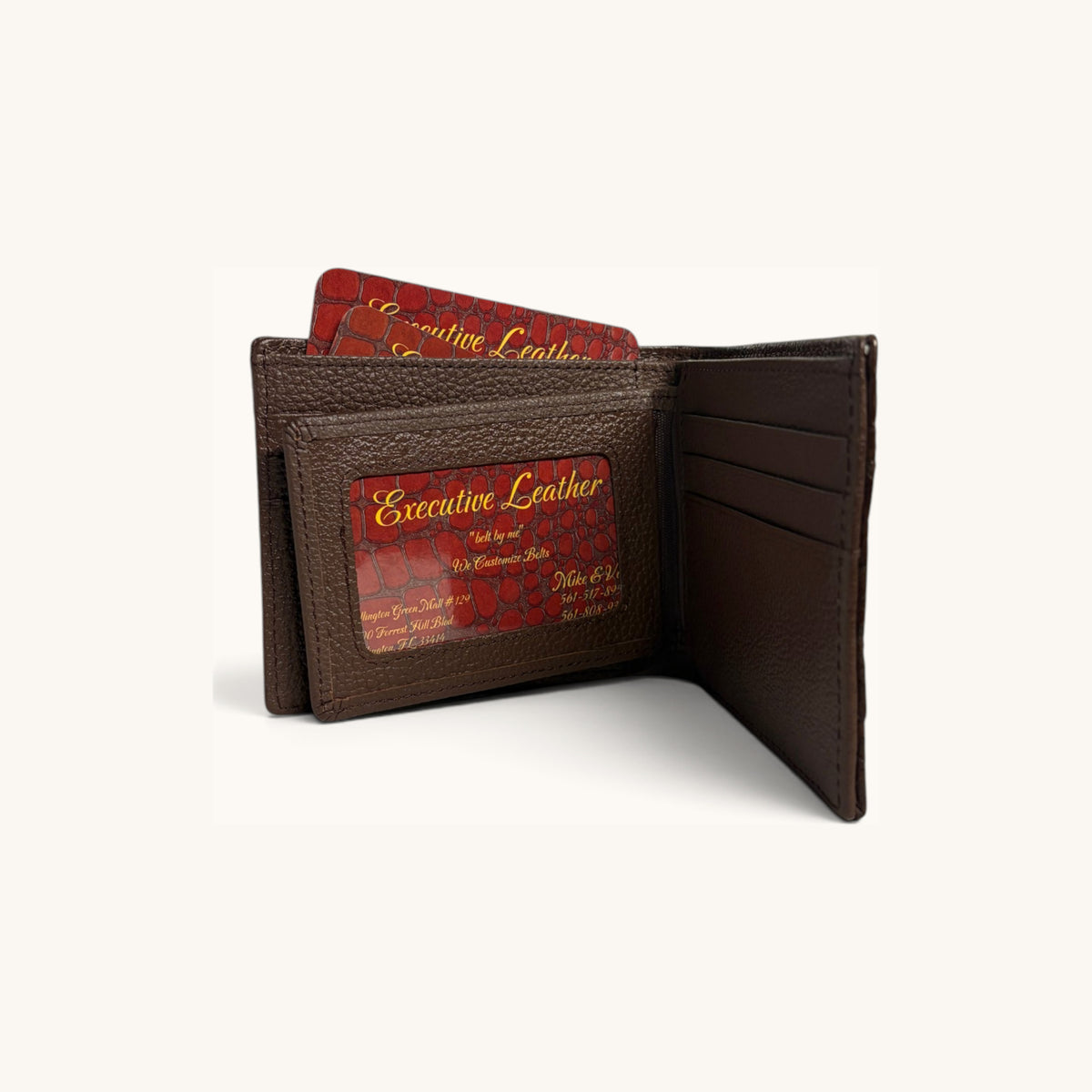 Hornback Crocodile Bifold in Brown - Executive Leather, Wellington FL