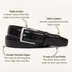 The Italian Dress Belt in Black, infographic: what you're paying for [Black]