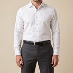 The Italian Dress Belt in Black, worn, front view [Black]