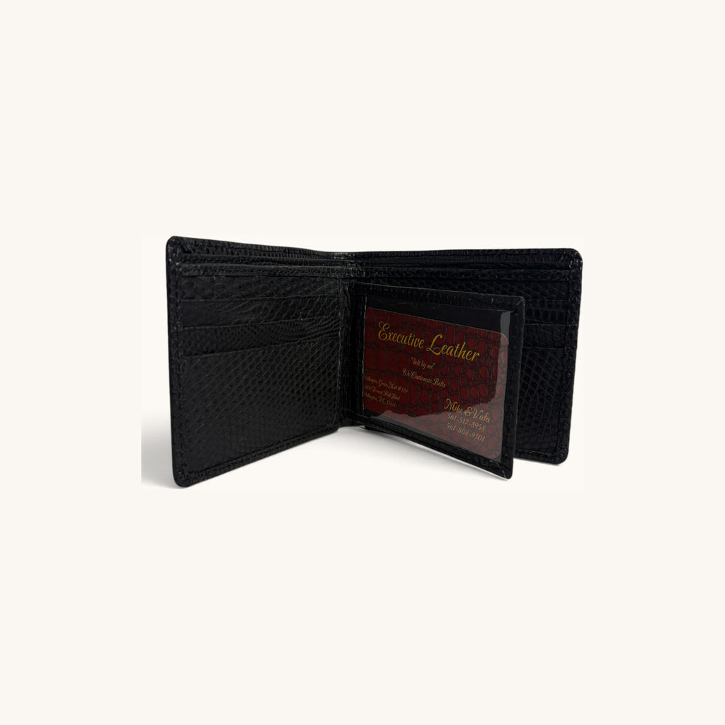 Lizard Bifold in Black - Executive Leather, Wellington FL