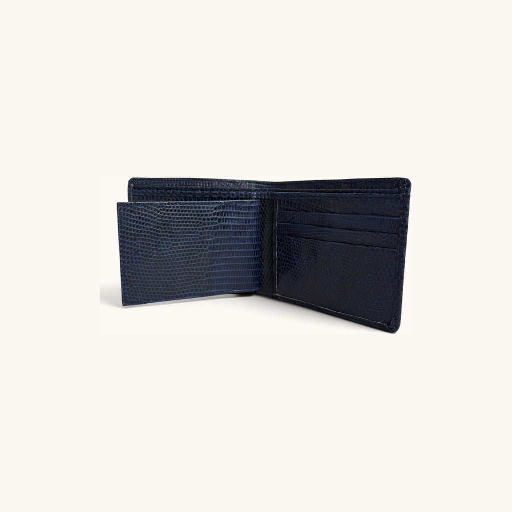 Lizard Bifold in Navy - Executive Leather, Wellington FL