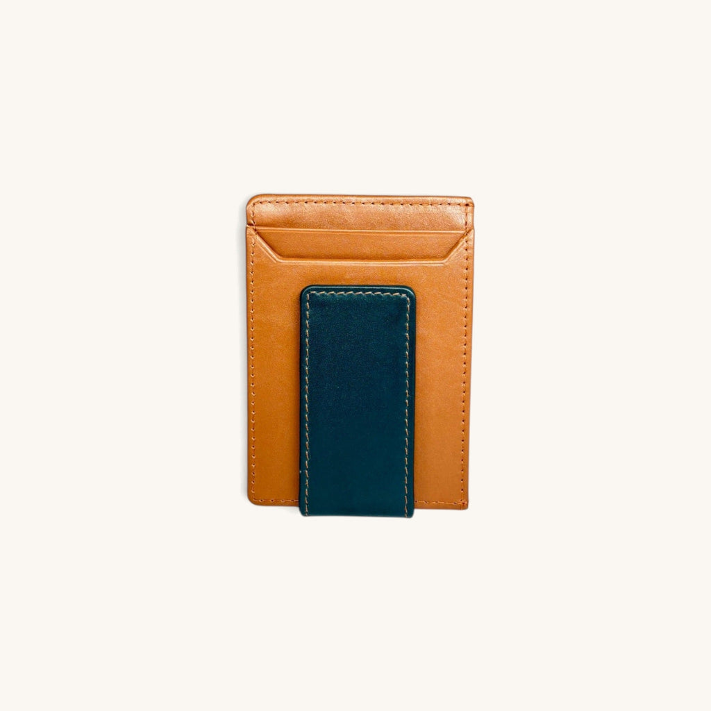 Magnetic Money Clip Card Holder [Green/Brown]