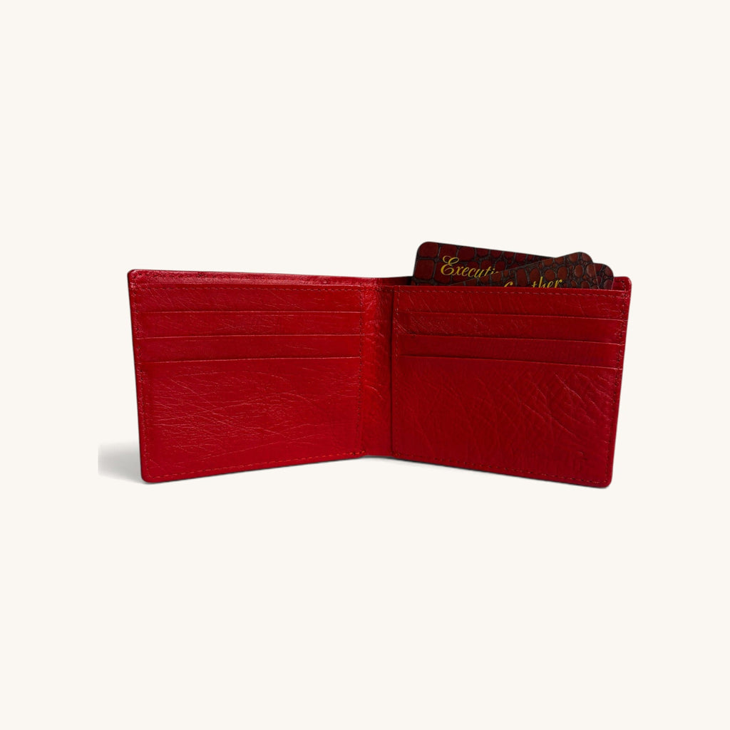 Ostrich Bifold in Red - Executive Leather, Wellington FL [Red]