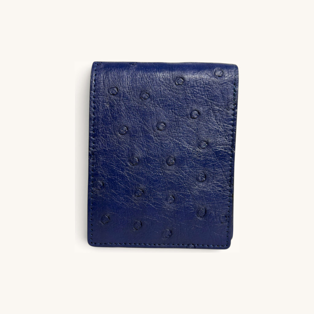 Ostrich Bifold in Blue - Executive Leather, Wellington FL