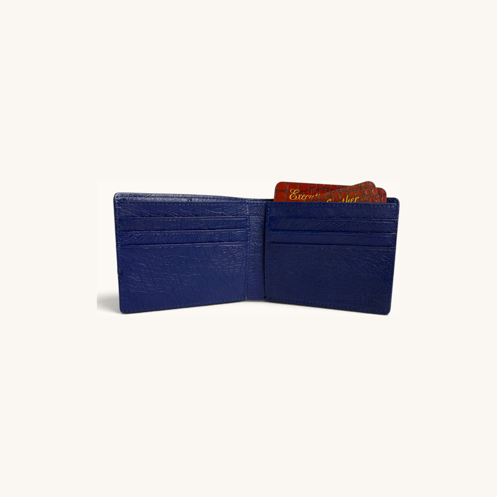 Ostrich Bifold in Blue - Executive Leather, Wellington FL