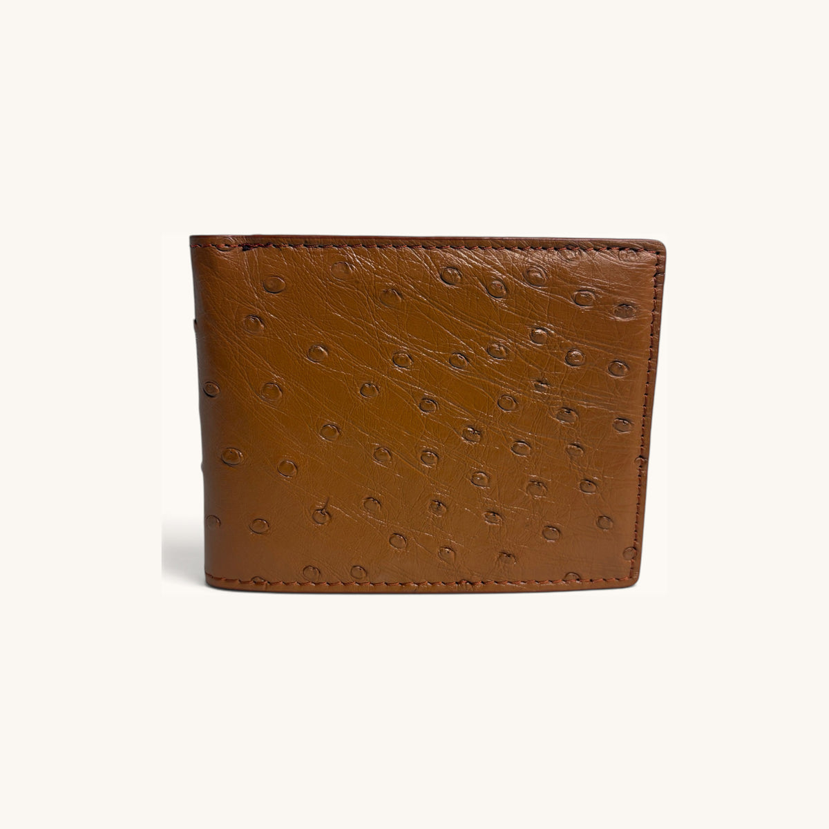 Ostrich Bifold in Cognac - Executive Leather, Wellington FL
