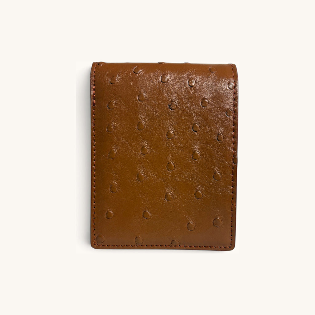Ostrich Bifold in Cognac - Executive Leather, Wellington FL