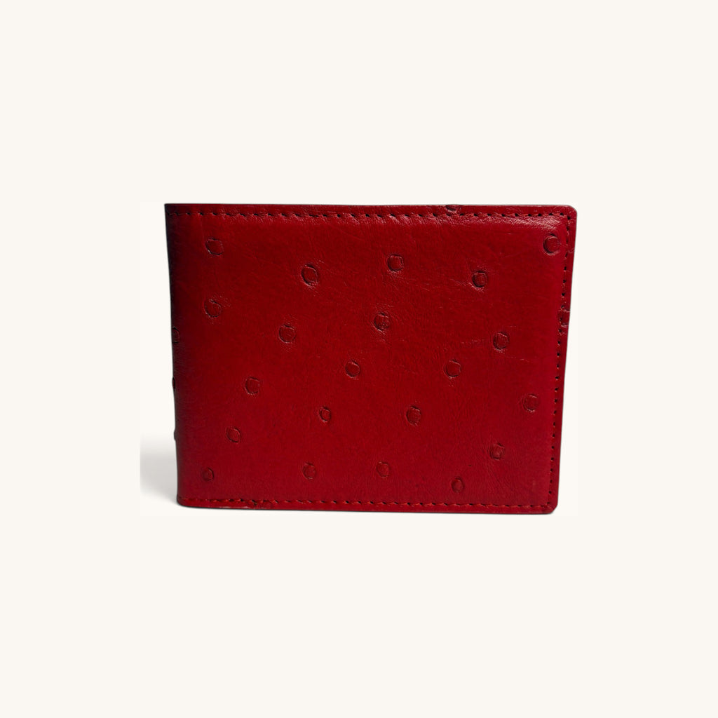 Ostrich Bifold in Red - Executive Leather, Wellington FL