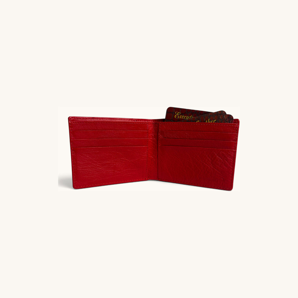 Ostrich Bifold in Red - Executive Leather, Wellington FL