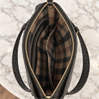 Ostrich Shoulder Bag, inside: plaid lining and slip pocket