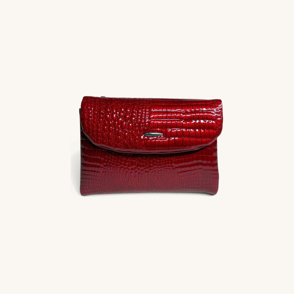 Croc-Embossed Clutch [Red]